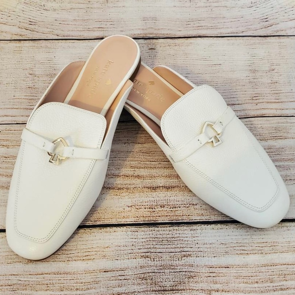 Kate Spade White Colada Mule Wedges